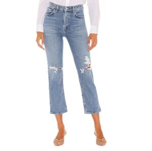 Agolde Wilder High-Rise Straight Ankle Distressed Denim Jeans